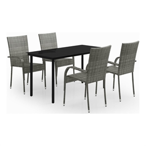 Bowery Hill Contemporary Garden Dining Set in Gray and Black