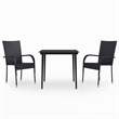 Bowery Hill PE Rattan/Powder-Coated Steel Garden Dining Set in Black