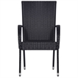 Bowery Hill PE Rattan/Powder-Coated Steel Garden Dining Set in Black