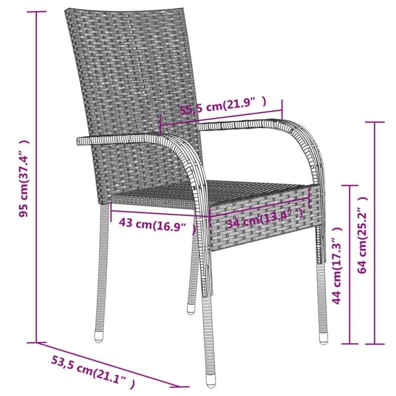 Bowery Hill PE Rattan/Powder-Coated Steel Garden Dining Set in Black