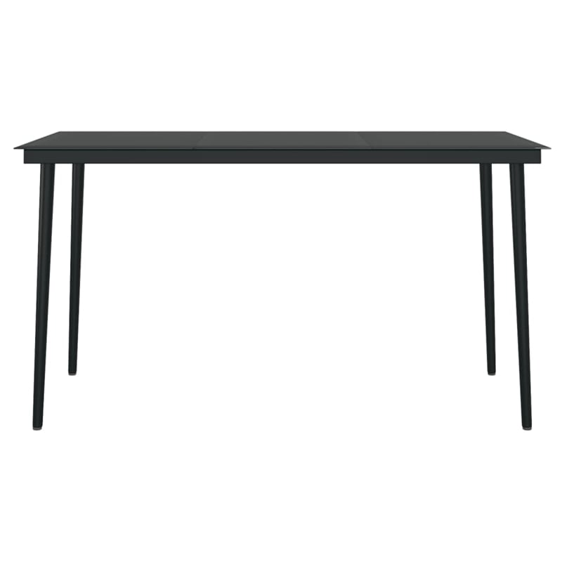 Bowery Hill PE Rattan/Powder-Coated Steel Garden Dining Set in Black