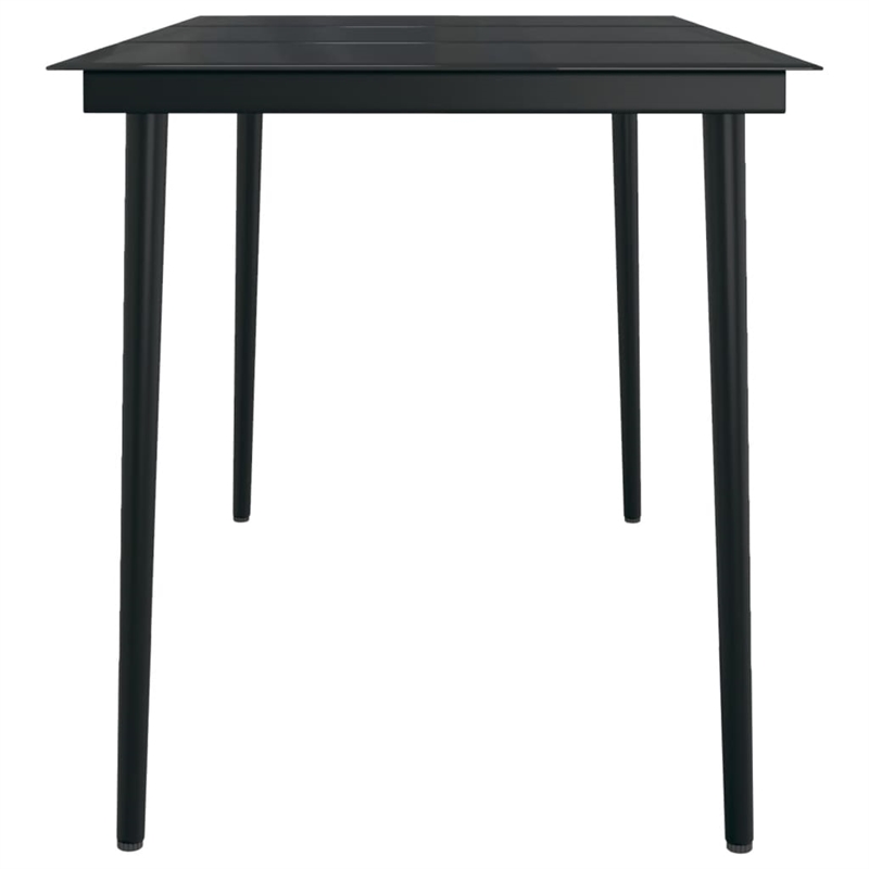 Bowery Hill PE Rattan/Powder-Coated Steel Garden Dining Set in Black