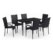 Bowery Hill PE Rattan/Powder-Coated Steel Garden Dining Set in Black