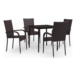 Bowery Hill Contemporary Garden Dining Set in Brown and Black
