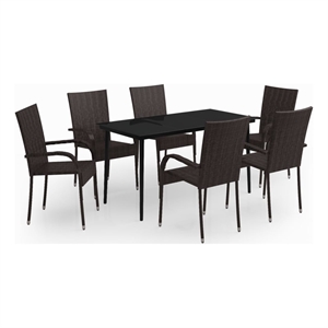 Bowery Hill Contemporary Garden Dining Set in Brown and Black