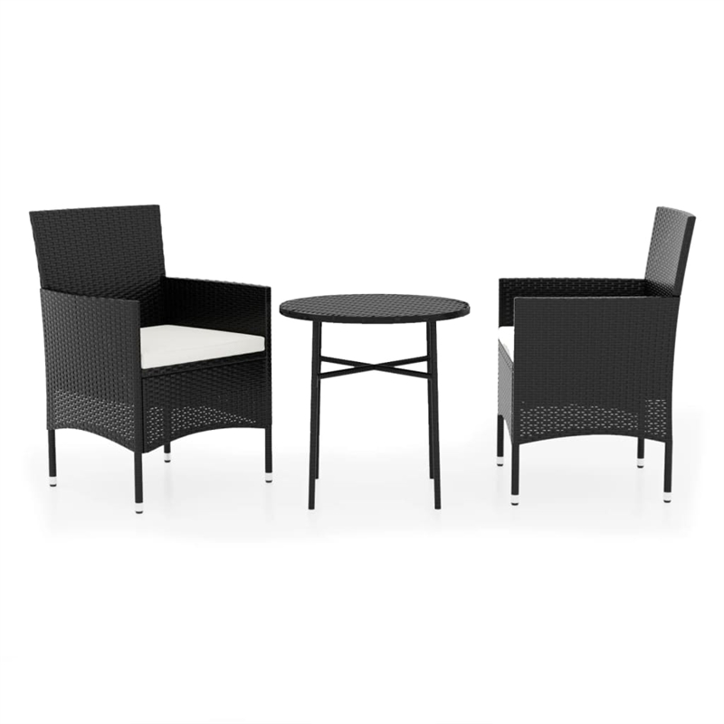 Bowery Hill PE Rattan Compact Garden Dining Set in Black w/ Removable Covers