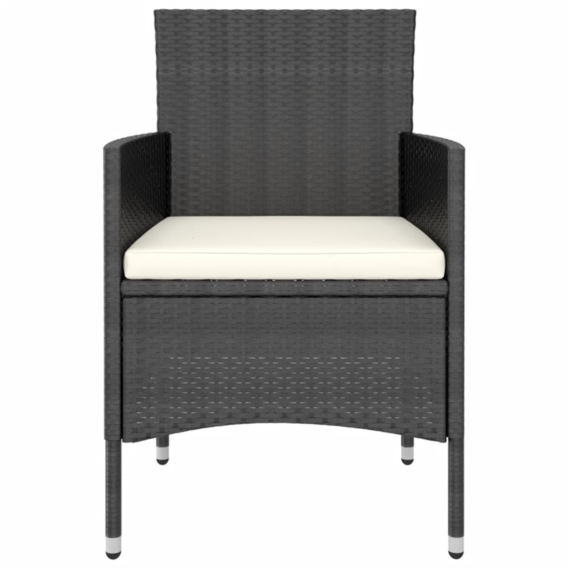 Bowery Hill PE Rattan Compact Garden Dining Set in Black w/ Removable Covers