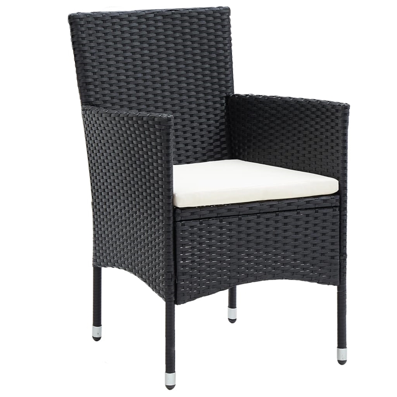 Bowery Hill PE Rattan Compact Garden Dining Set in Black w/ Removable Covers