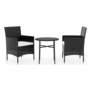 Bowery Hill PE Rattan Compact Garden Dining Set in Black w/ Removable Covers