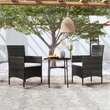 Bowery Hill PE Rattan Compact Garden Dining Set in Black w/ Removable Covers