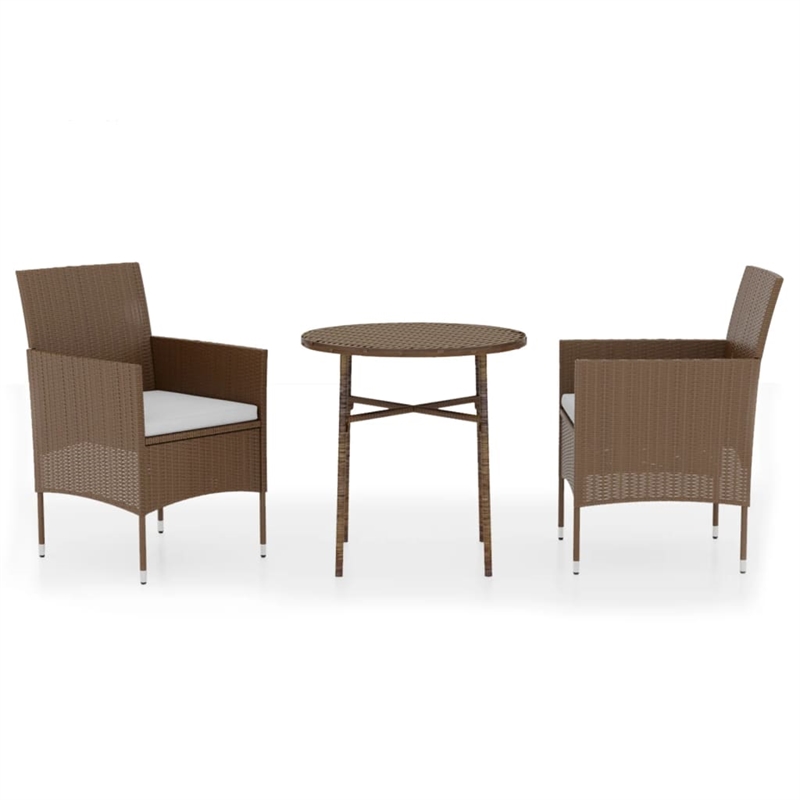 Bowery Hill PE Rattan Standard Ergonomic Garden Dining Set in Brown
