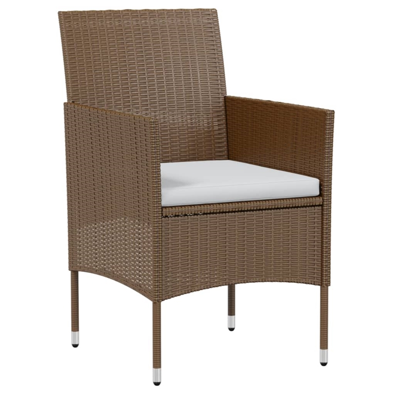 Bowery Hill PE Rattan Standard Ergonomic Garden Dining Set in Brown