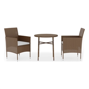 Bowery Hill PE Rattan Standard Ergonomic Garden Dining Set in Brown