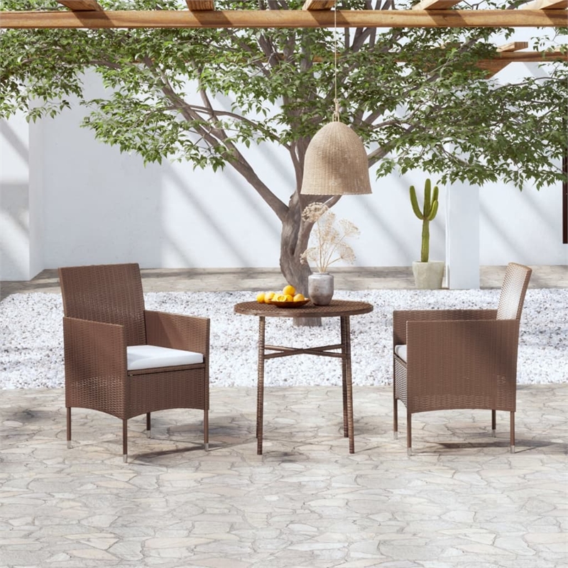 Bowery Hill PE Rattan Standard Ergonomic Garden Dining Set in Brown