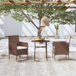 Bowery Hill PE Rattan Standard Ergonomic Garden Dining Set in Brown