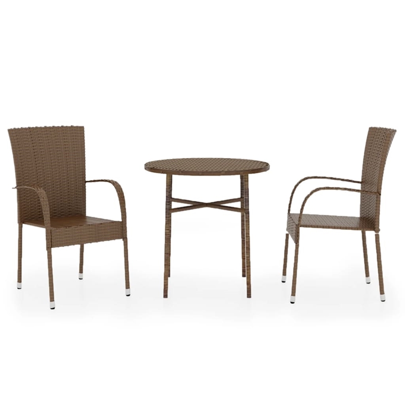 Bowery Hill PE Rattan/Powder-Coated Steel Medium Outdoor Dining Set in Brown