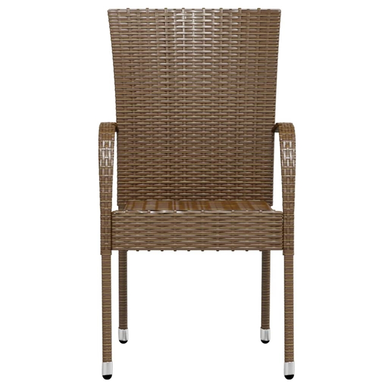 Bowery Hill PE Rattan/Powder-Coated Steel Medium Outdoor Dining Set in Brown