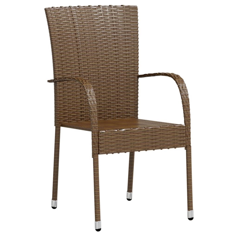 Bowery Hill PE Rattan/Powder-Coated Steel Medium Outdoor Dining Set in Brown