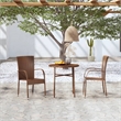 Bowery Hill PE Rattan/Powder-Coated Steel Medium Outdoor Dining Set in Brown