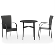 Bowery Hill Poly Rattan/Powder-Coated Steel Garden Dining Set in Black