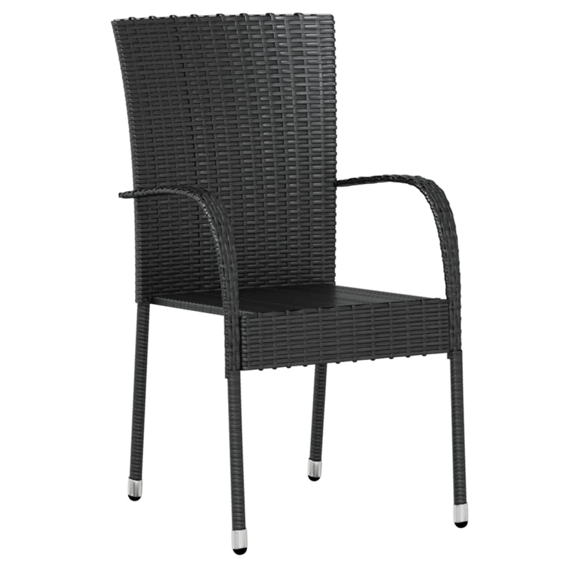 Bowery Hill Poly Rattan/Powder-Coated Steel Garden Dining Set in Black
