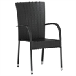 Bowery Hill Poly Rattan/Powder-Coated Steel Garden Dining Set in Black