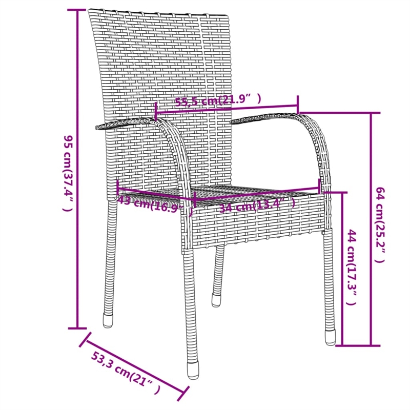 Bowery Hill Poly Rattan/Powder-Coated Steel Garden Dining Set in Black