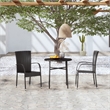 Bowery Hill Poly Rattan/Powder-Coated Steel Garden Dining Set in Black