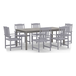 Bowery Hill Solid Acacia Wood Seven Piece Set Durable Garden Dining Set in Gray