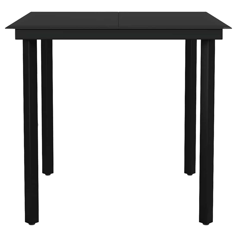 Bowery Hill Powder-Coated Steel/PE Rattan Garden Dining Set in Black