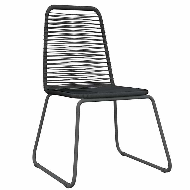 Bowery Hill Powder-Coated Steel/PE Rattan Garden Dining Set in Black