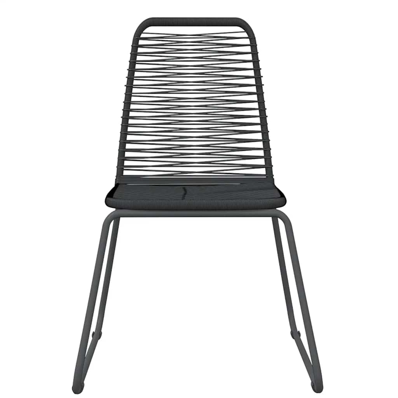 Bowery Hill Powder-Coated Steel/PE Rattan Garden Dining Set in Black