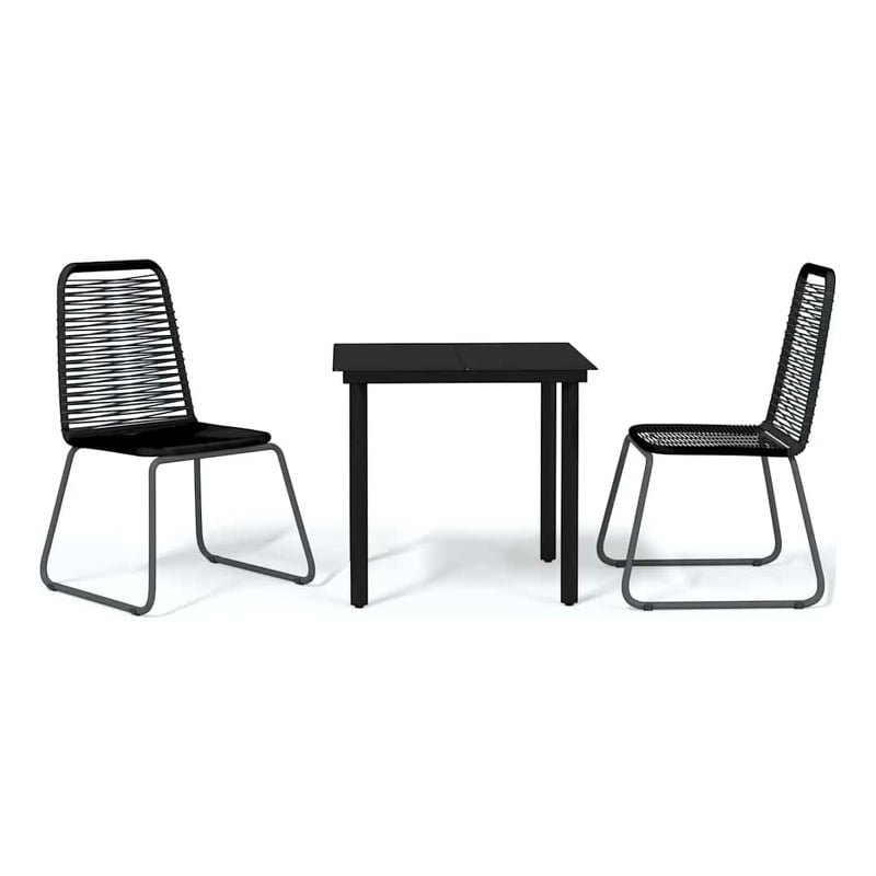 Bowery Hill Powder-Coated Steel/PE Rattan Garden Dining Set in Black