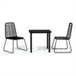 Bowery Hill Powder-Coated Steel/PE Rattan Garden Dining Set in Black