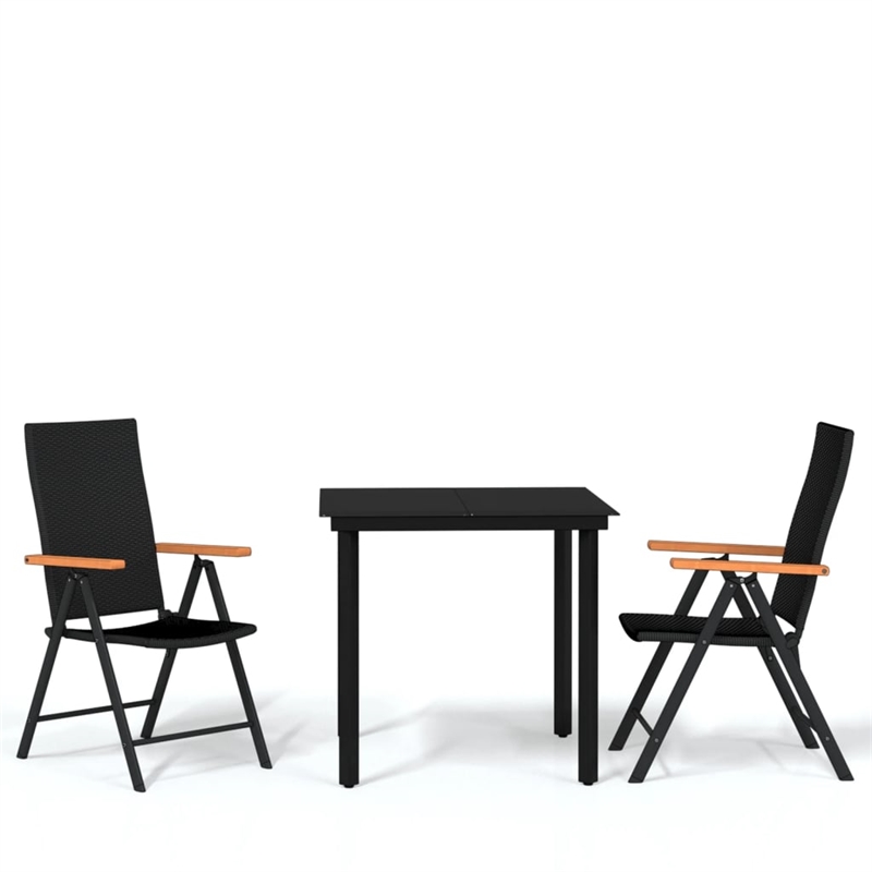 Bowery Hill Contemporary Powder-Coated Garden Dining Set in Black
