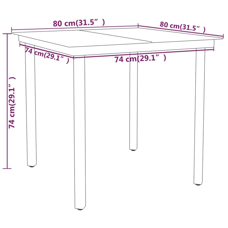 Bowery Hill Contemporary Powder-Coated Garden Dining Set in Black