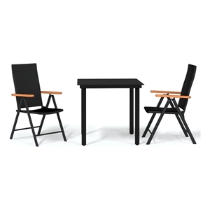 Bowery Hill Contemporary Powder-Coated Garden Dining Set in Black