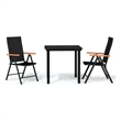 Bowery Hill Contemporary Powder-Coated Garden Dining Set in Black