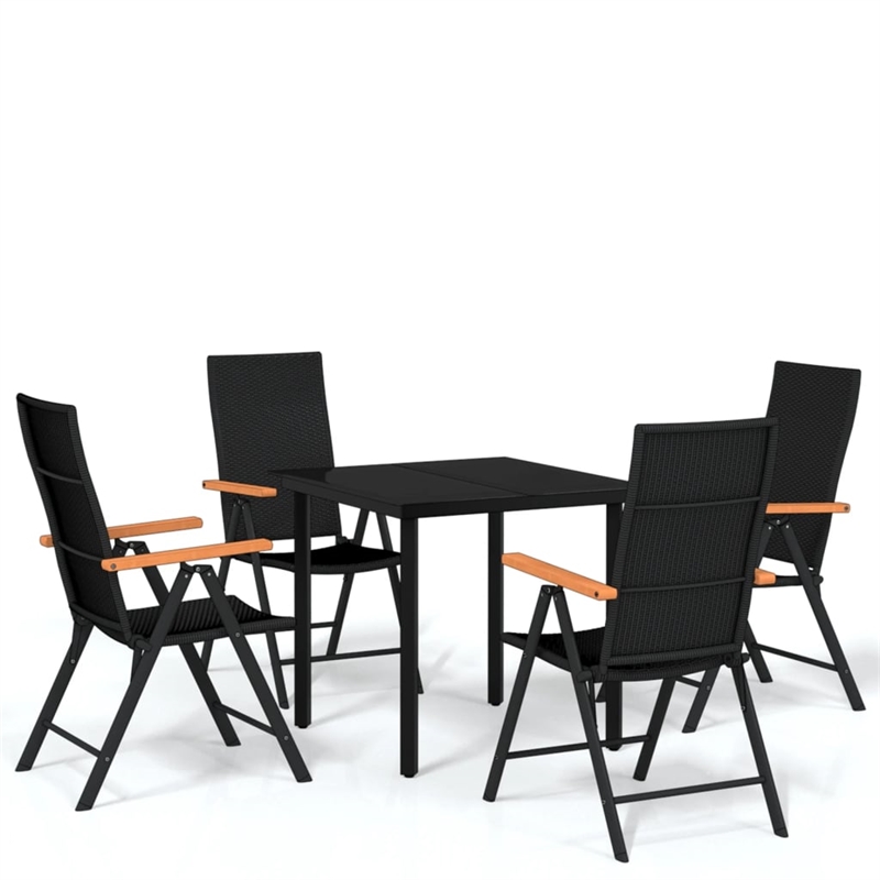 Bowery Hill Contemporary Powder-Coated Garden Dining Set in Black