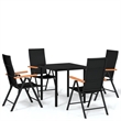 Bowery Hill Contemporary Powder-Coated Garden Dining Set in Black