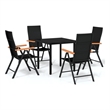 Bowery Hill Contemporary Powder-Coated Garden Dining Set in Black