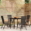 Bowery Hill Contemporary Powder-Coated Garden Dining Set in Black