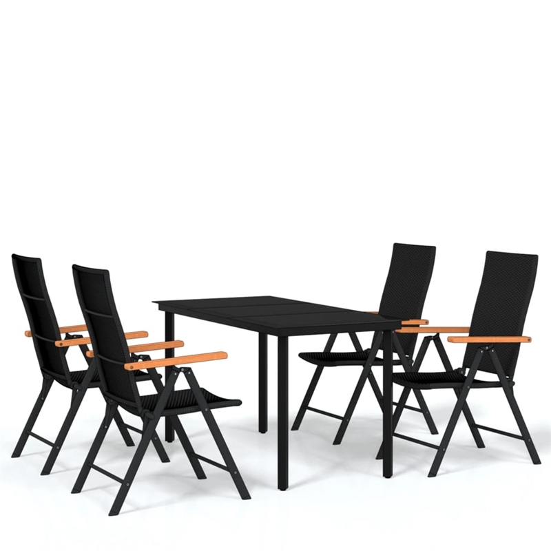 Bowery Hill Contemporary Weather-Resistant Garden Dining Set in Black