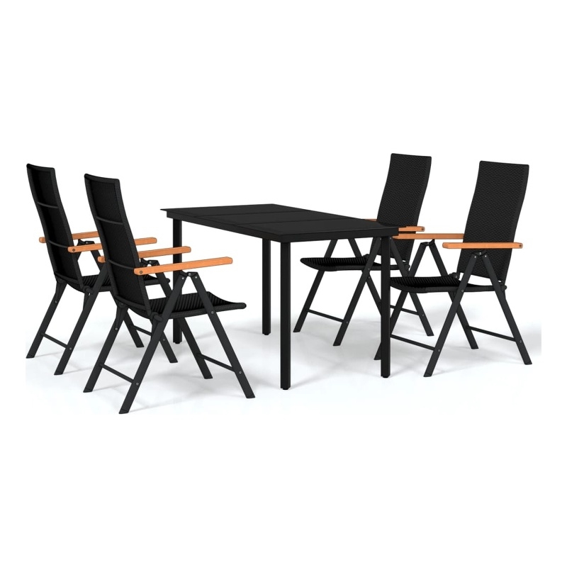 Bowery Hill Contemporary Weather-Resistant Garden Dining Set in Black