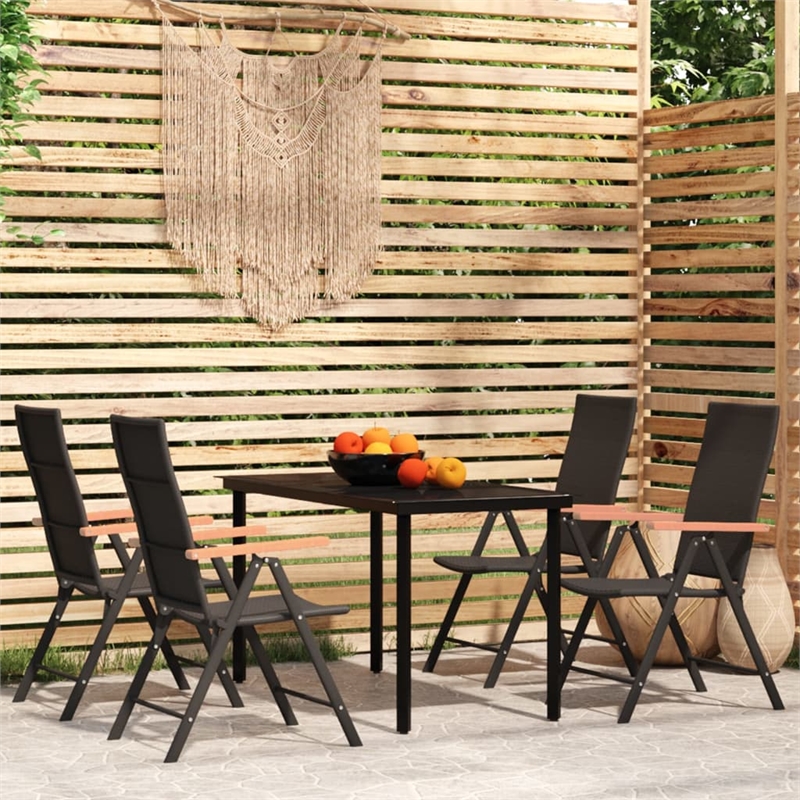 Bowery Hill Contemporary Weather-Resistant Garden Dining Set in Black
