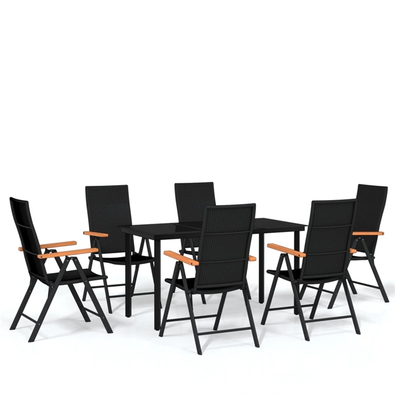Bowery Hill Contemporary Powder-Coated Garden Dining Set in Black