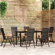 Bowery Hill Contemporary Powder-Coated Garden Dining Set in Black