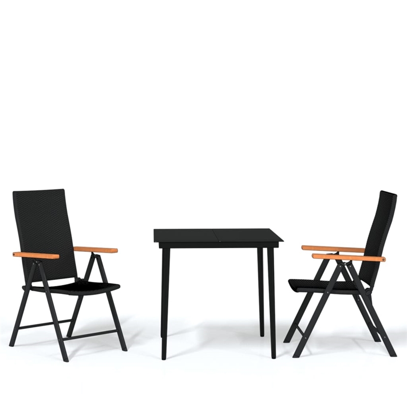 Bowery Hill Contemporary Weather-Resistant Garden Dining Set in Black