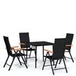 Bowery Hill Contemporary Weather-Resistant Garden Dining Set in Black