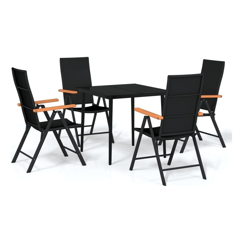 Bowery Hill Contemporary Weather-Resistant Garden Dining Set in Black